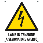 [E410707W] E410707W - Cartello pericolo attenzione "lame in tensione"ISO 7010