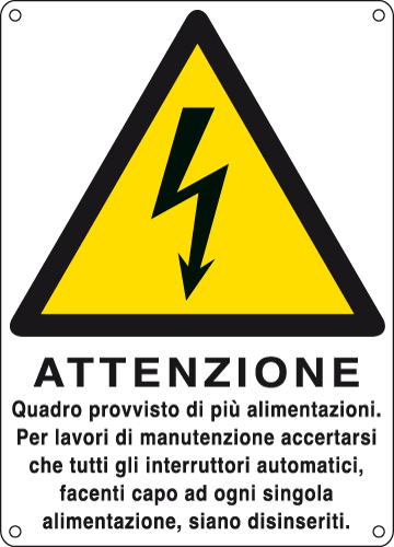 [E440702W] E440702W - Cartello attenzione quadro provvisto da piu' alimentazioni EN ISO 7010