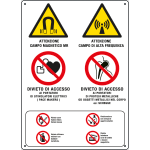 [E4553] E4553 - Cartello multisimbolo Attenzione campo magnetico EN ISO 7010