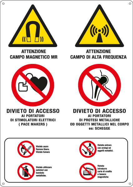 [E4553] E4553 - Cartello multisimbolo Attenzione campo magnetico EN ISO 7010