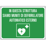 [E4810S] E4810S - Etichetta IN QUESTA STRUTT. SIAMO MUNITI DI DEFIBRILLATORE EN ISO 7010