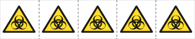 [E49631MS] E49631MS - foglio n.5 etichette adesive 60x60 Pericolo biologico.....EN ISO 7010