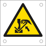 [E49821MS] E49821MS - Foglio n.5 etichette autoadesive Pericolo schiacciamento...ENISO7010