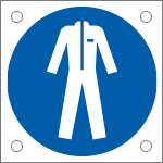 [E49861N] E49861N - Cartello bordo macchina  obbligo uso indumenti protettivi EN ISO 7010