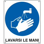 [E616401Y] E616401Y - Cartello obbligo lavarsi le mani EN ISO 7010
