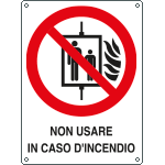 [E622001KS] E622001KS - Etichetta divieto l'uso dell'ascensore in caso d'incendio EN ISO 7010