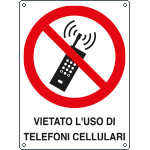 [E623801K] E623801K - Cartello divieto uso telefoni cellulari EN ISO 7010