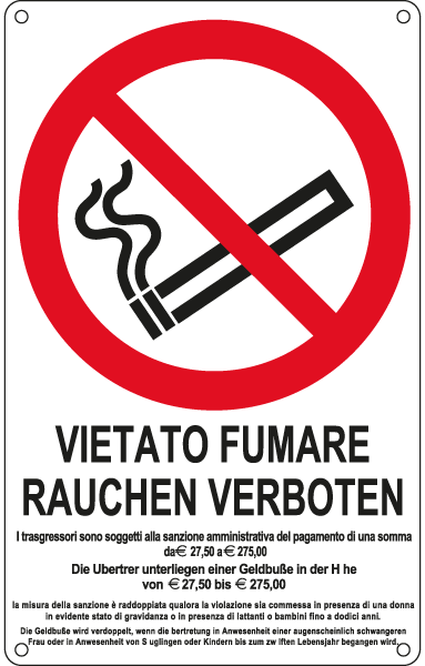 [E630106W] E630106W - Cartello divieto fumare rauchen verboten.. EN ISO 7010