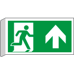 [E715103BK] E715103BK - Cartello uscita di emergenza freccia avanti EN ISO 7010 BIFACCIALE