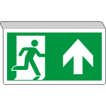 [E715103SX] E715103SX - Cartello SOSPESO bifacciale uscita emergenza fr.avanti EN ISO 7010