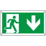 [E715104W] E715104W - Cartello uscita di emergenza freccia indietro EN ISO 7010