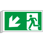 [E715107BW] E715107BW - Cartello BIFACCIALE uscita di emergenza freccia basso sx EN ISO 7010