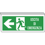 [E720101SW] E720101SW - Cartello SOSPESO bifacciale uscita emergenza freccia sx EN ISO 7010