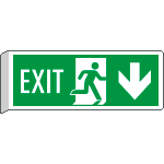 [E720204BW] E720204BW - Cartello BIFACCIALE uscita emergenza EXIT freccia indietro EN ISO 7010