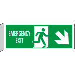 [E720308BK] E720308BK - Cartello BIFACCIALE Emergency Exit freccia in basso a dx EN ISO 7010