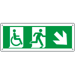 [E720508KS] E720508KS - Etichetta uscita di emergenza disabili freccia in basso a dx.ENISO7010