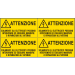 [E91570B] E91570B - foglio da 4 etichette autoadesive Solam.gli elettricisti..EN ISO 7010