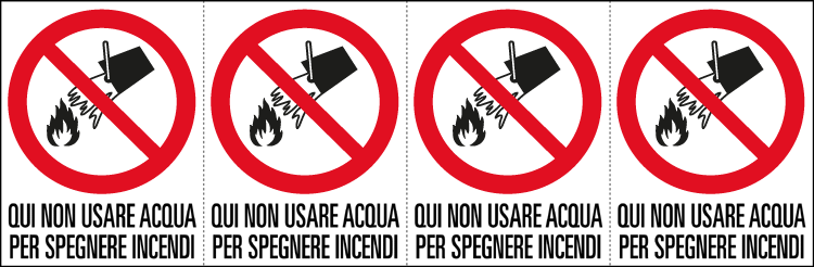 [E9502B] E9502B - Foglio n. 4 etichette adesive qui non usar.acqua EN ISO 7010