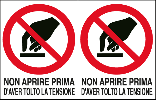 [E9510A] E9510A - Foglio n. 2 etichette adesive non aprire prima..EN ISO 7010