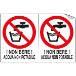 [E9512A] E9512A - Foglio n. 2 etichette adesive non bere acqua  EN ISO 7010