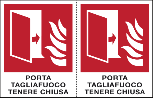 [E9529A] E9529A - Foglio n.2 etichetta aut.PORTA TAGLIAFUOCO TENERE CHIUSA EN ISO 7010