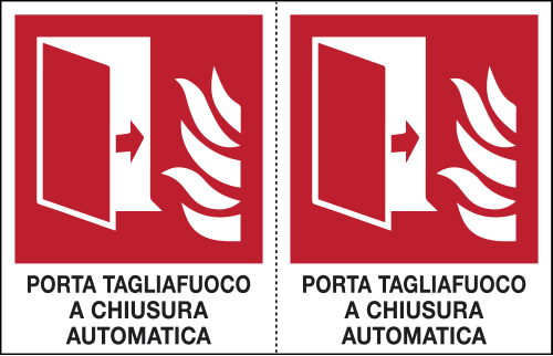 [E9530A] E9530A - Foglio n.2 etichetta autoad.PORTA TAGLIAFUOCO AUTOMATICA EN ISO 7010