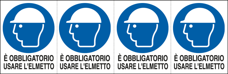 [E9533B] E9533B - Foglio n. 4 etichette adesive obbligo uso elmetto EN ISO 7010