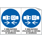 [E9545A] E9545A - Foglio n. 2 etichette adesive obbligo uso cintura EN ISO 7010