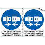 [E9546A] E9546A - Foglio 2 etichette adesive obbligo cintura c muletto EN ISO 7010
