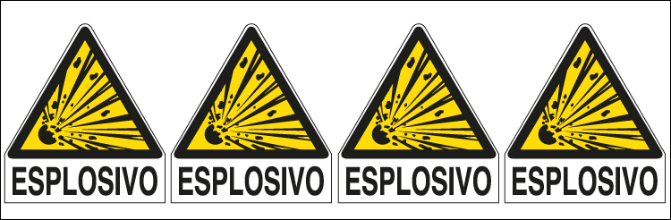 [E9552B] E9552B - Foglio n. 4 etichette adesive Pericolo Esplosivo EN ISO 7010