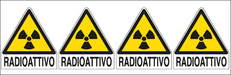 [E9555B] E9555B - Foglio 4 etichette Radioattivo EN ISO 7010