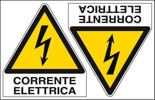 [E9562A] E9562A - Foglio 2 etichette adesive corrente elettrica EN ISO 7010