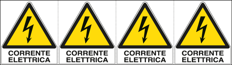 [E9562B] E9562B - Foglio n. 4 etichette adesive Corrente elettrica EN ISO 7010