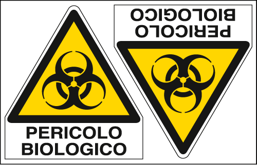 [E9575A] E9575A - Foglio 2 etichette adesive pericolo biologico EN ISO 7010