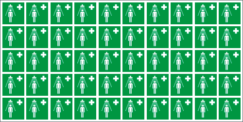 [E9M1502] E9M1502 - Foglio n.50 etichette adesive simbolo doccia emergenza