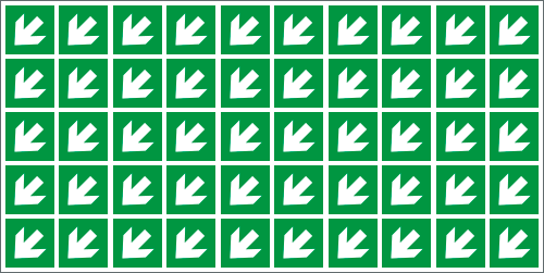 [E9M1505] E9M1505 - Foglio n.50 etichette adesive simbolo freccia direzionale