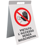 [ECAP18044X] ECAP18044X - cavalletto PVC "Vietato l'accesso senza mascherina"